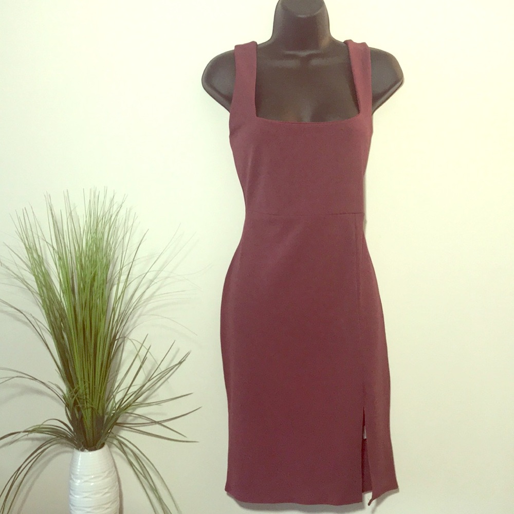 Missguided Square neck Side Split Midi Dress - Picture 5 of 8